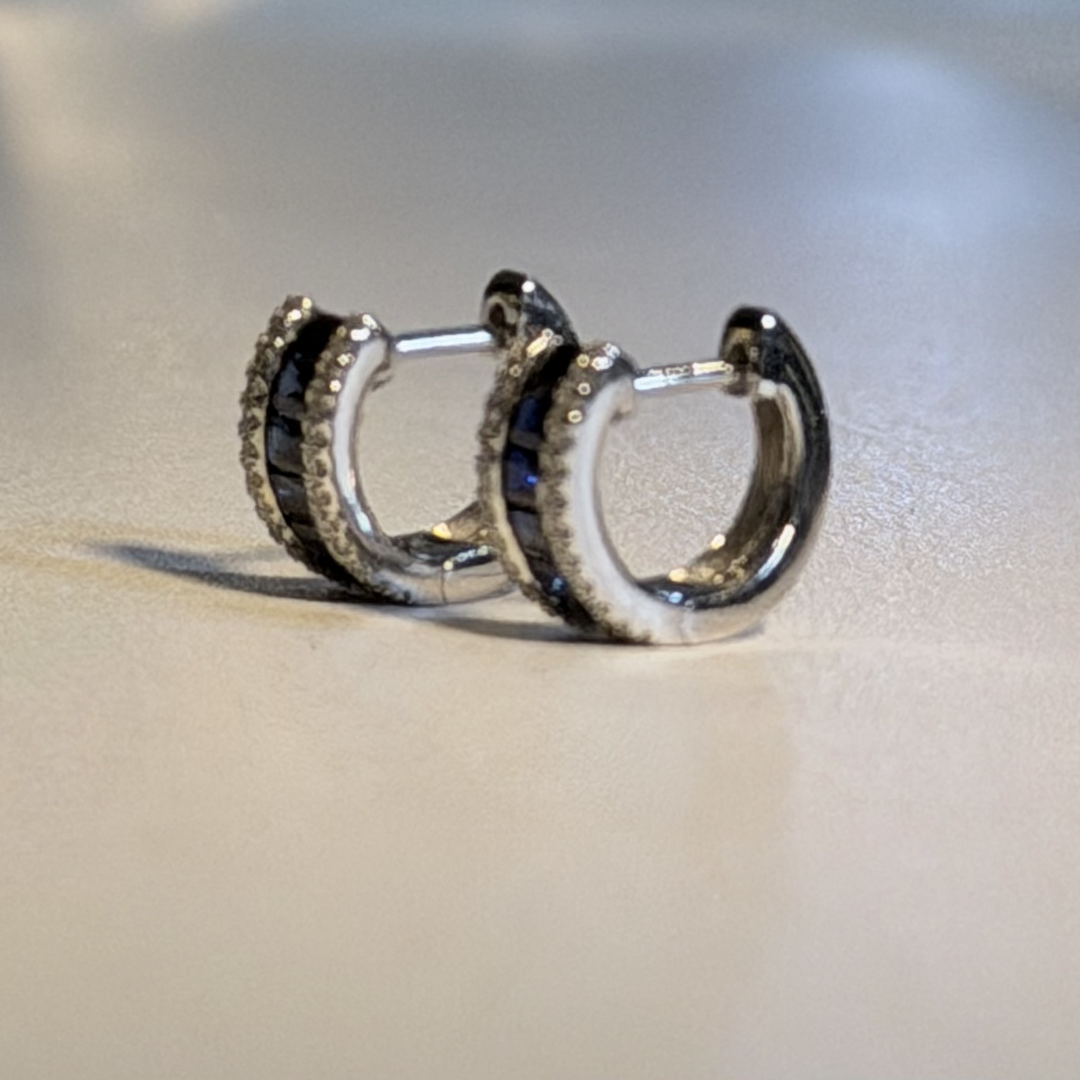 Aretes de aro de 14K oro blanco