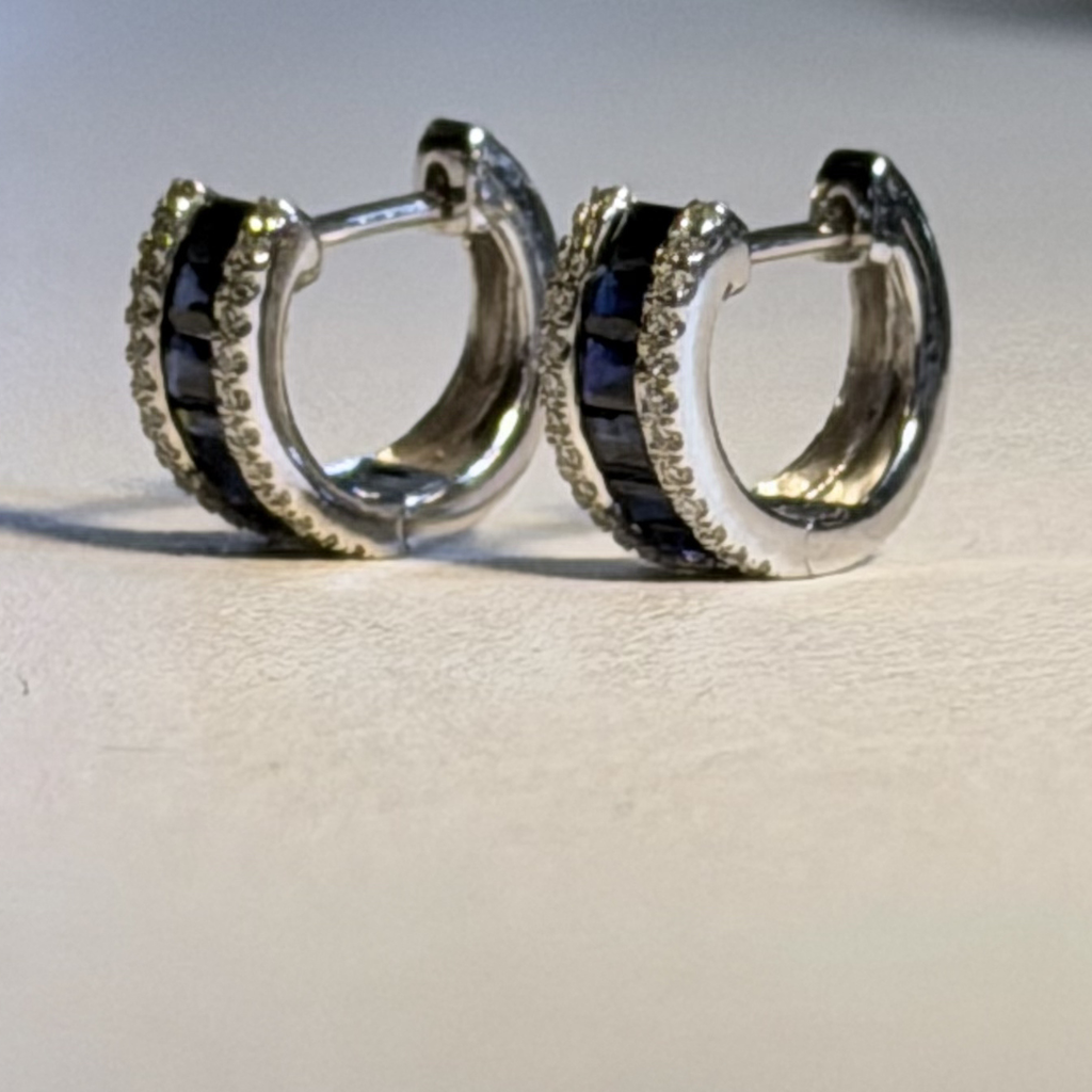Aretes de aro de 14K oro blanco
