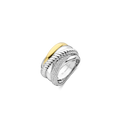 Anillo de plata bañada en oro amarillo con zirconia blanca