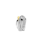 Anillo de plata bañada en oro amarillo con zirconia blanca