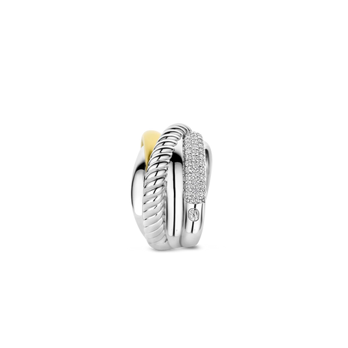 Anillo de plata bañada en oro amarillo con zirconia blanca