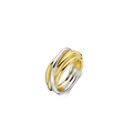 Anillo bicolor de plata dorada con acabado en oro amarillo