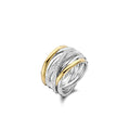 Anillo de plata bañada en oro amarillo con zirconia blanca