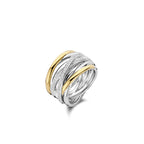 Anillo de plata bañada en oro amarillo con zirconia blanca