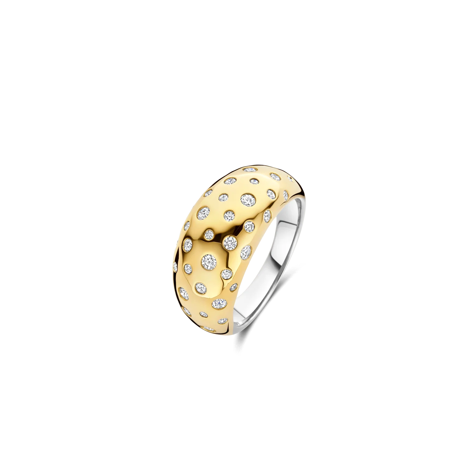 Anillo stardust de plata bañada en oro con zirconia blanca