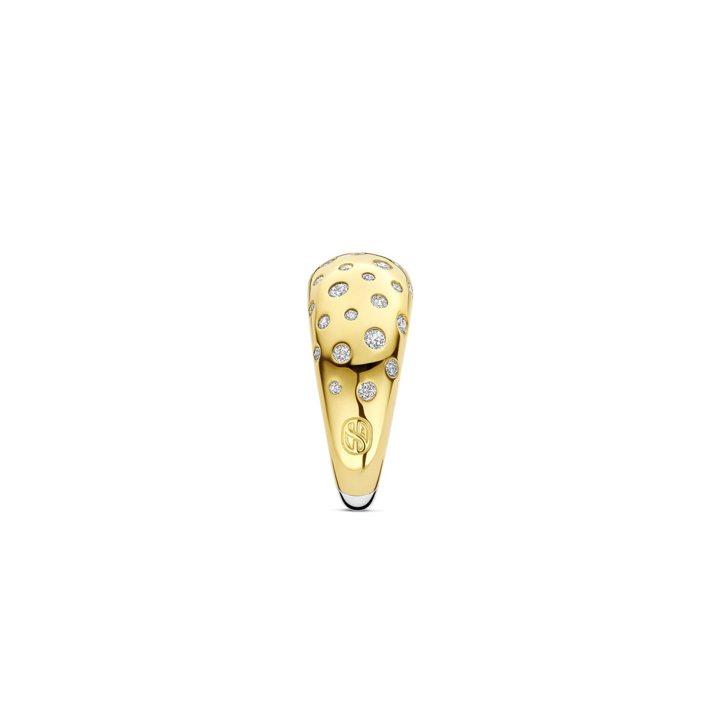 Anillo stardust de plata bañada en oro con zirconia blanca