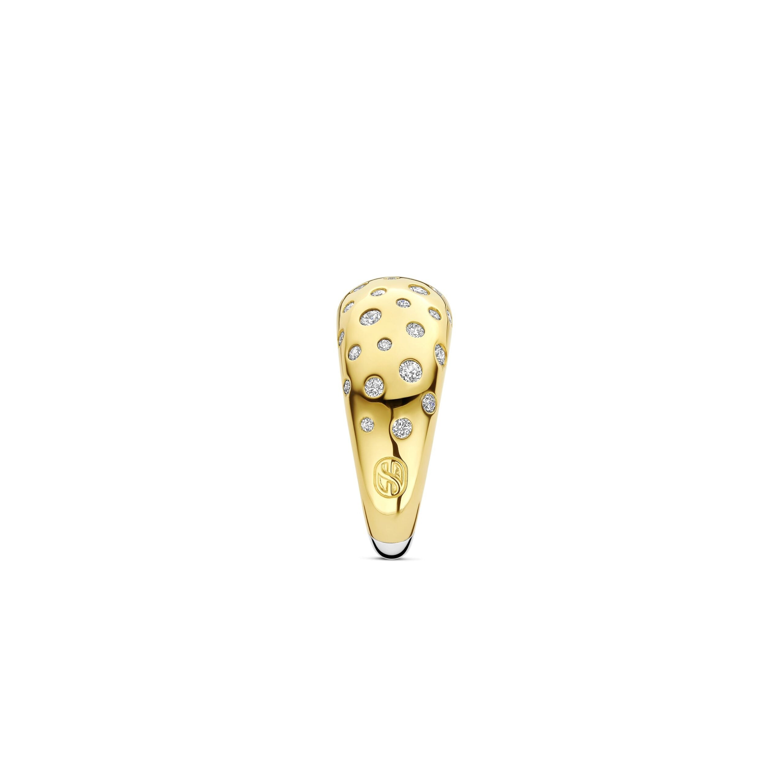 Anillo stardust de plata bañada en oro con zirconia blanca