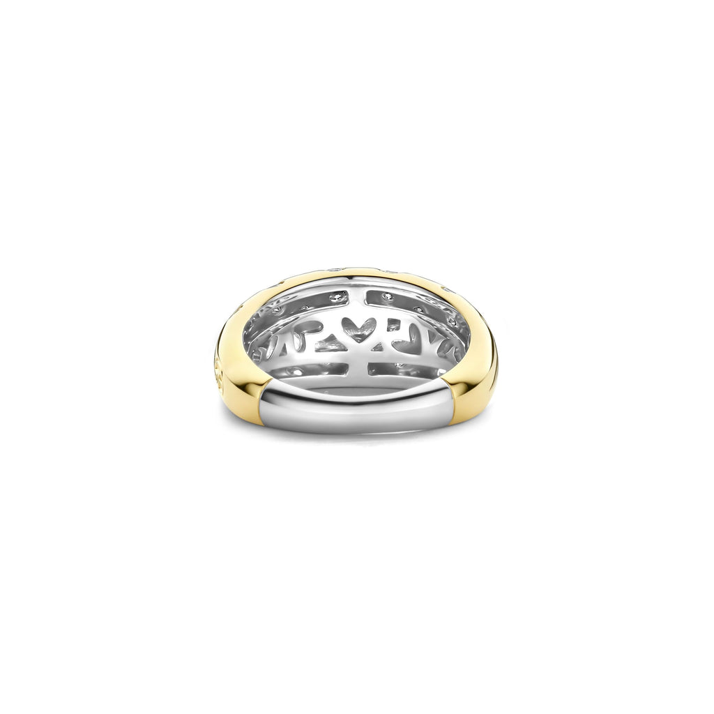 Anillo stardust de plata bañada en oro con zirconia blanca
