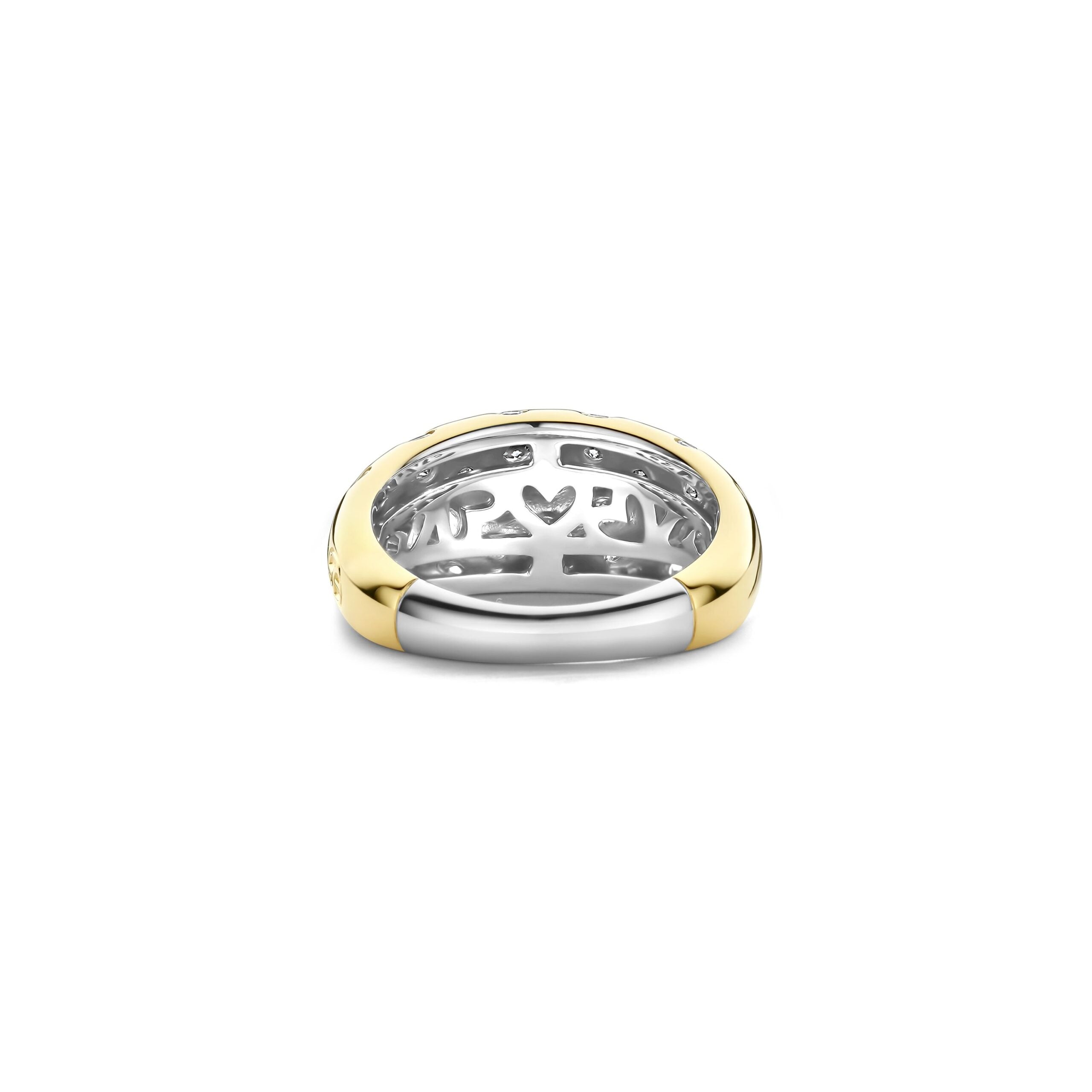 Anillo stardust de plata bañada en oro con zirconia blanca