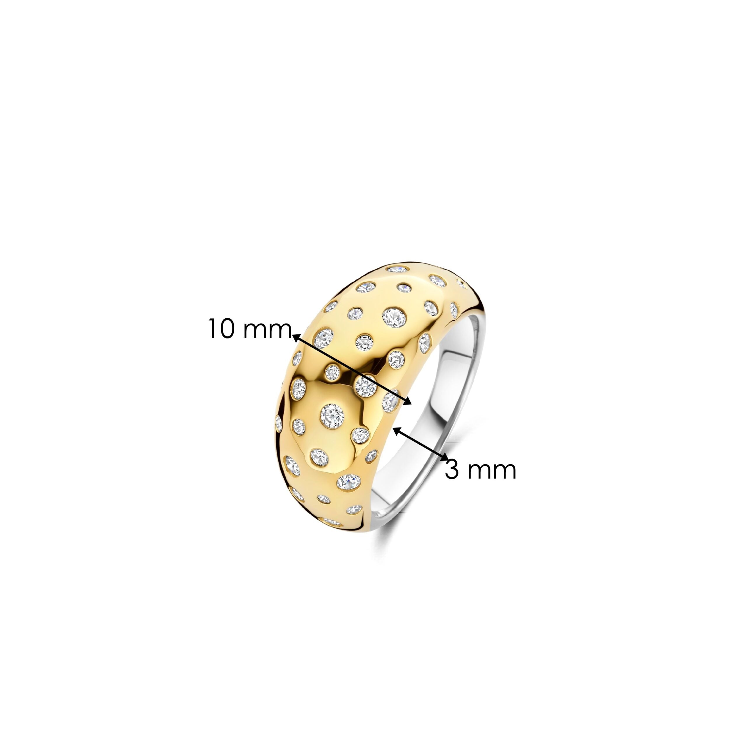 Anillo stardust de plata bañada en oro con zirconia blanca
