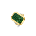 Anillo de plata bañada en oro amarillo con piedra verde