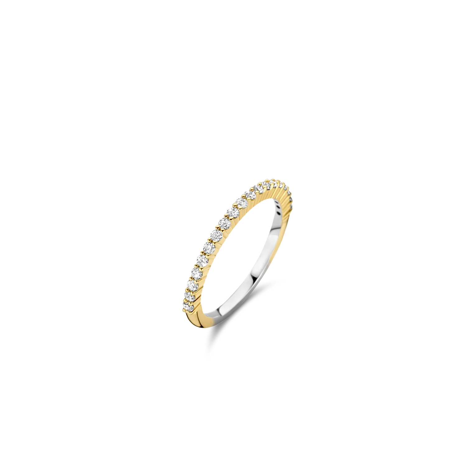 Anillo de plata bañada en oro amarillo con zirconia blanca