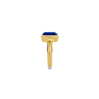 Anillo de plata bañada en oro amarillo con piedra azul