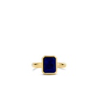 Anillo de plata bañada en oro amarillo con piedra azul