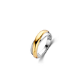 Anillo bicolor cruzado de plata bañada en oro amarillo