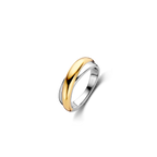 Anillo bicolor cruzado de plata bañada en oro amarillo