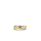 Anillo bicolor cruzado de plata bañada en oro amarillo