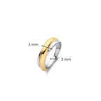 Anillo bicolor cruzado de plata bañada en oro amarillo