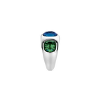 Anillo de plata con acabado platinado y piedras azul y verde