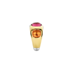 Anillo de plata bañada en oro amarillo con piedras naranja y rosa