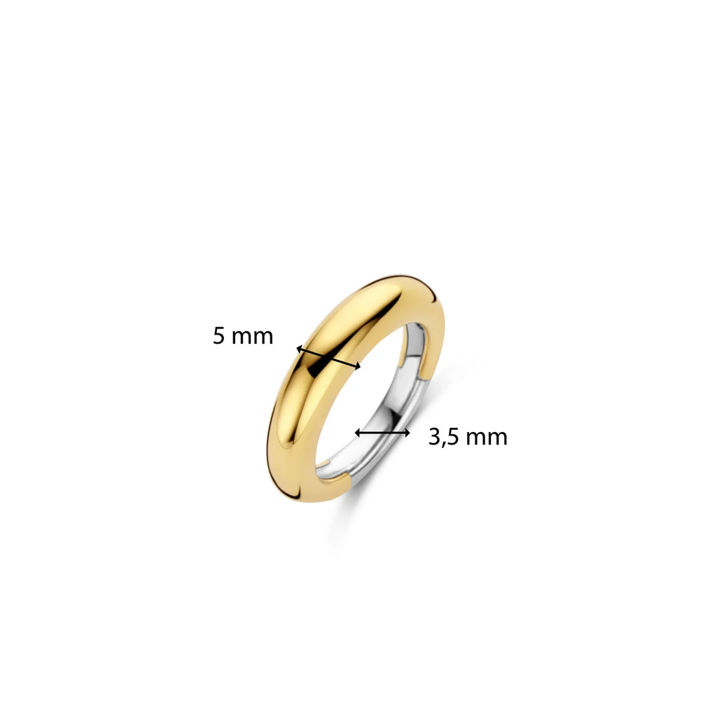 Anillo chunky de plata dorada con acabado en oro amarillo
