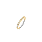 Anillo de plata bañada en oro amarillo con zirconia blanca