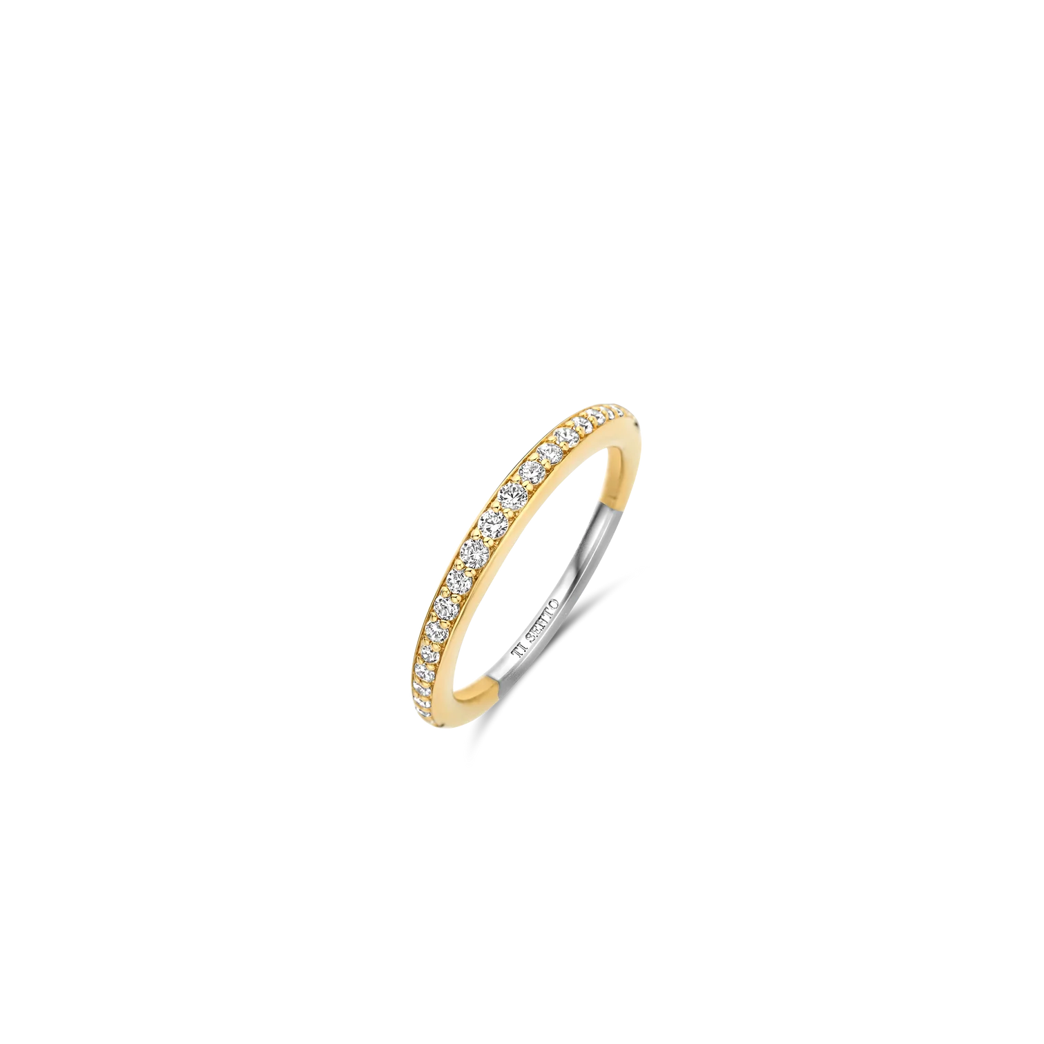 Anillo de plata bañada en oro amarillo con zirconia blanca