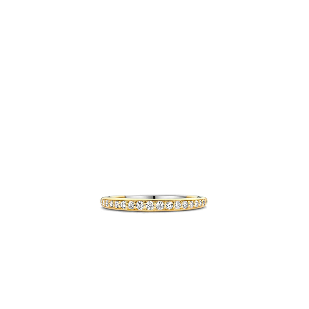 Anillo de plata bañada en oro amarillo con zirconia blanca