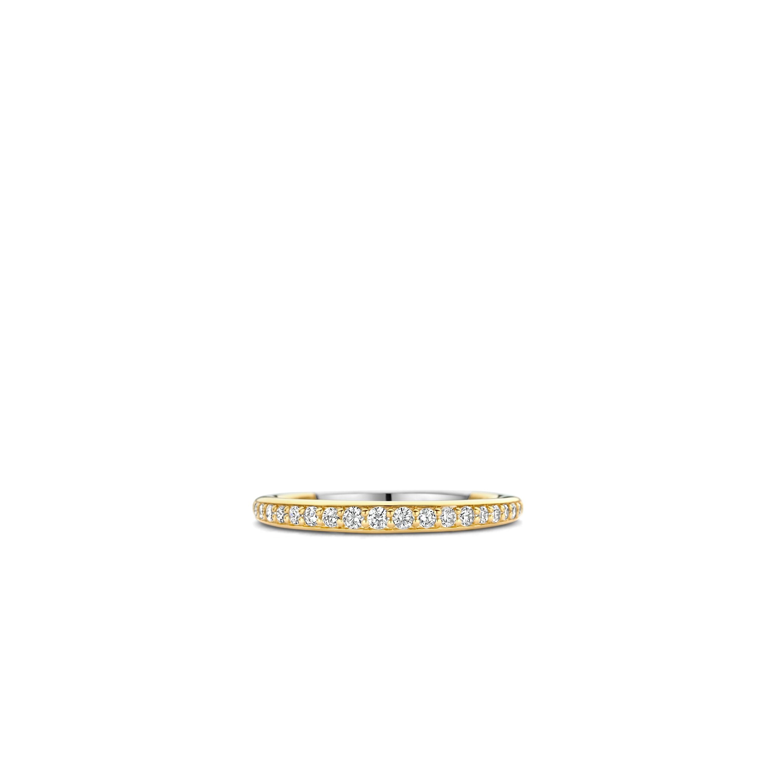 Anillo de plata bañada en oro amarillo con zirconia blanca