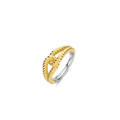 Anillo entrelazado de plata bañada en oro amarillo