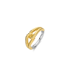 Anillo entrelazado de plata bañada en oro amarillo