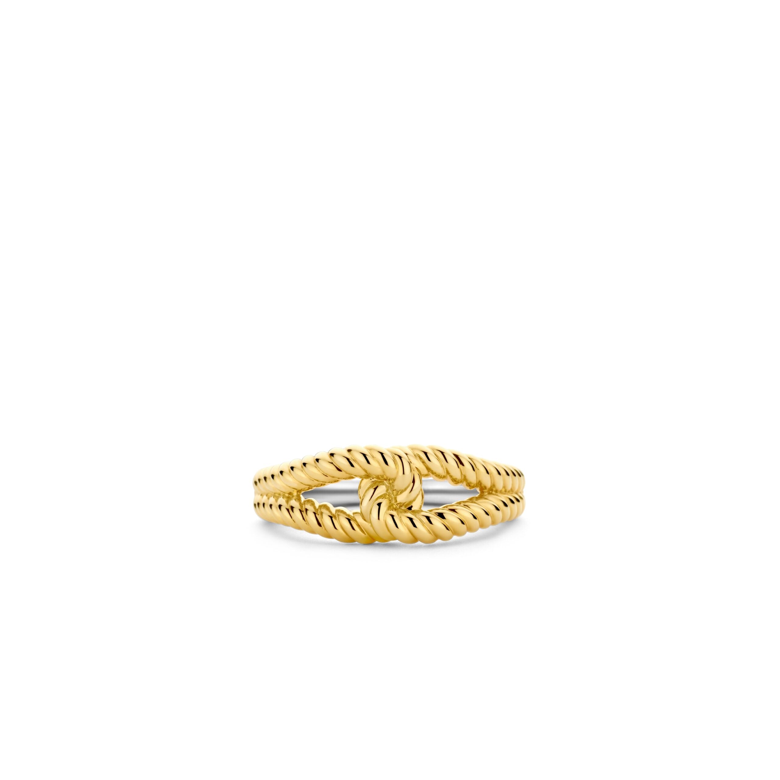 Anillo entrelazado de plata bañada en oro amarillo