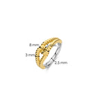 Anillo entrelazado de plata bañada en oro amarillo