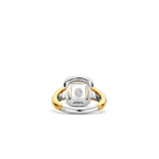 Anillo de plata dorada con nácar y zirconia