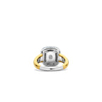 Anillo de plata dorada con piedra turquesa