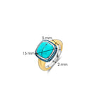 Anillo de plata dorada con piedra turquesa