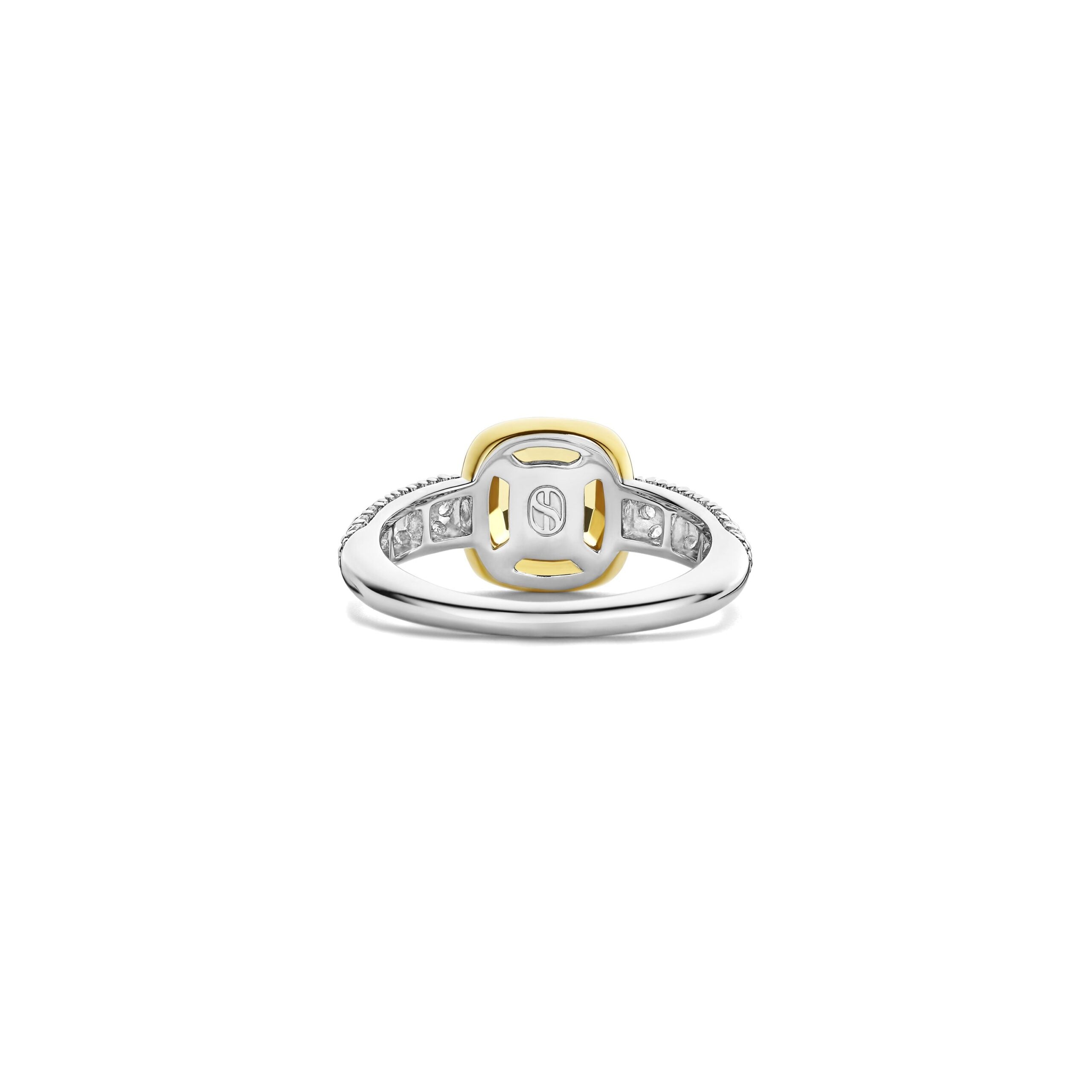 Anillo de plata bañada en oro con piedra amarilla