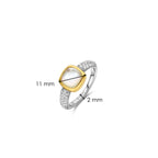 Anillo de plata dorada con nácar y zirconia