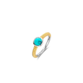 Anillo de plata bañada en oro amarillo con piedra turquesa