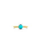 Anillo de plata bañada en oro amarillo con piedra turquesa