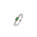 Anillo de plata bañada en oro con zirconia verde
