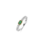 Anillo de plata bañada en oro con zirconia verde