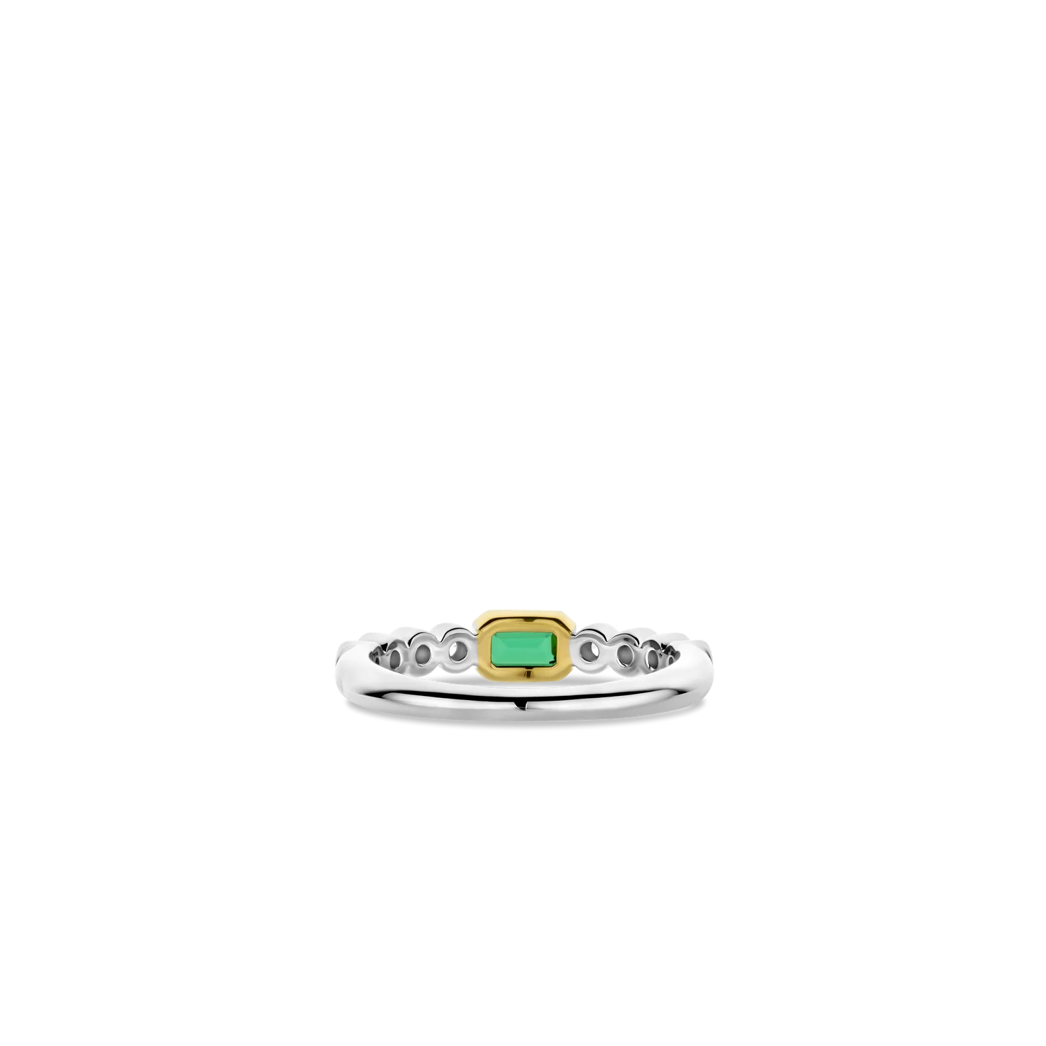 Anillo de plata bañada en oro con zirconia verde