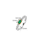 Anillo de plata bañada en oro con zirconia verde