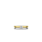 Anillo doble de plata bañada en oro amarillo con zirconia blanca