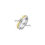 Anillo doble de plata bañada en oro amarillo con zirconia blanca