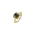 Anillo de plata bañada en oro amarillo con perla de cristal