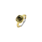 Anillo de plata bañada en oro amarillo con perla de cristal