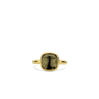 Anillo de plata bañada en oro amarillo con perla de cristal