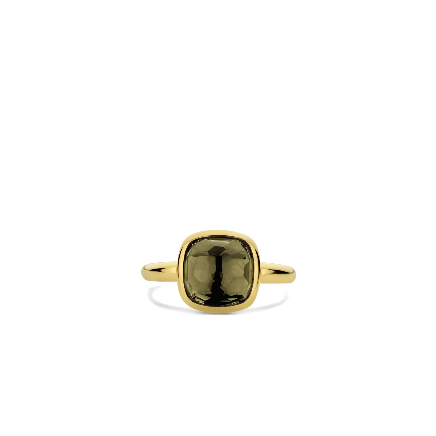 Anillo de plata bañada en oro amarillo con perla de cristal